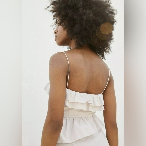 Brock Collection x H&M Large Flounced Dress Cotton Ruffled Pink Fitted Tiered - Picture 3 of 6